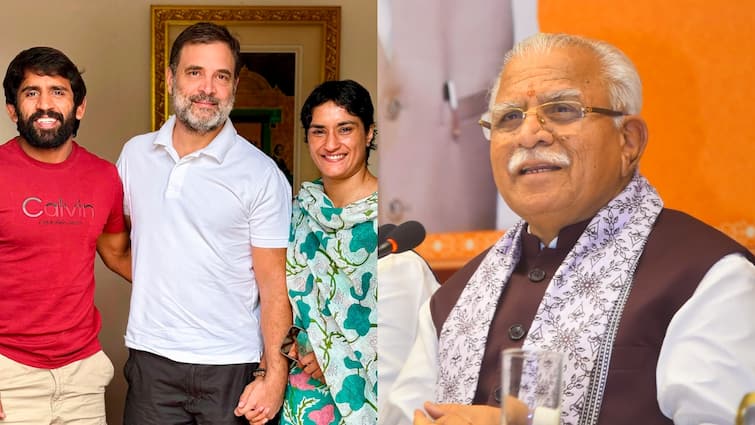 manohar lal khattar reaction on vinesh phogat bajrang punia to contest haryana assembly election 2024 विनेश फोगाट के चुनाव लड़ने की अटकलों पर मनोहर लाल खट्टर बोले, 'अब हम कह सकते हैं कि वे...'