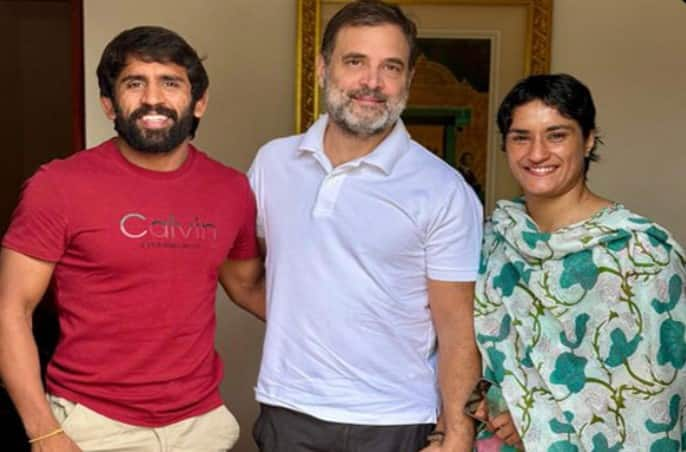 Wrestlers Vinesh Phogat  Bajrang Punia meet Rahul Gandhi  Haryana Polls: કૉંગ્રેસની ટિકિટ પર ચૂંટણી લડશે વિનેશ અને બજરંગ પૂનિયા! રાહુલ ગાંધી સાથે કરી મુલાકાત