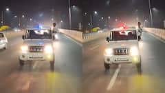 UP: Youth Hangs Out Of Government Vehicle With Police Siren On Ghaziabad Highway — Viral Video