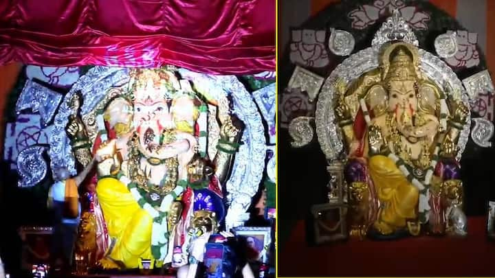 Mumbai ganeshotsav 2024: मुंबईतील सार्वजनिक गणेशोत्सव मंडळांची तयारीही आता अंतिम टप्प्यात आहे. मुंबईतील सर्वात श्रीमंत असलेल्या किंग संर्कलच्या गणरायाची पहिली झलक भाविकांना आज पाहायला मिळाली.