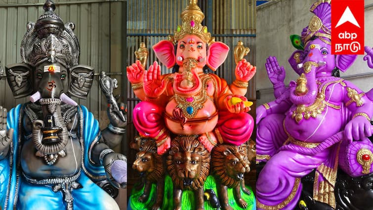 Vinayagar Chathurthi Giant Ganesha idols for sale in Villupuram Vinayagar Chathurthi 2024 :  ’பிள்ளையார்பட்டி ஹீரோ நீதான் பா’ - விழுப்புரத்தில் பிரம்மாண்ட விநாயகர் சிலைகள் விற்பனை