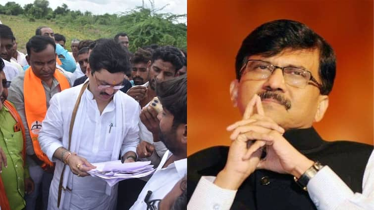 Sanjay Raut criticizes Dhananjay Munde after inspecting the agricultural damage caused by rain in Marathwada Maharashtra Marathi News कृषीमंत्री धनंजय मुंडे बांधावर पाहणीसाठी गेले पण गाडीतून पाऊलही बाहेर टाकलं नाही, शेतकऱ्यांच्या अंगावर वसकन ओरडले : संजय राऊत