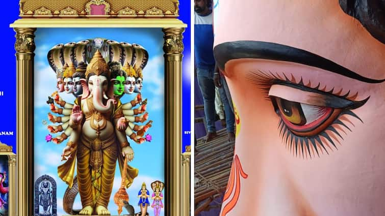 Khairatabad Ganesh final Eye makeup done by artist chinnaswamy Rajendran Khairatabad Ganesh: ఖైరతాబాద్ గణేష్ విగ్రహానికి నేత్రాలంకరణ పూర్తి, ఈసారి ఎత్తు ఎంతంటే