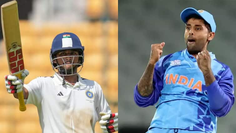 musheer khan century in duleep trophy india a vs india b team india captain suryakumar yadav reaction goes viral social media Duleep Trophy: दिलीप ट्रॉफी में मुशीर खान ने ठोका शतक, भाई सरफराज के बाद सूर्यकुमार यादव का रिएक्शन वायरल