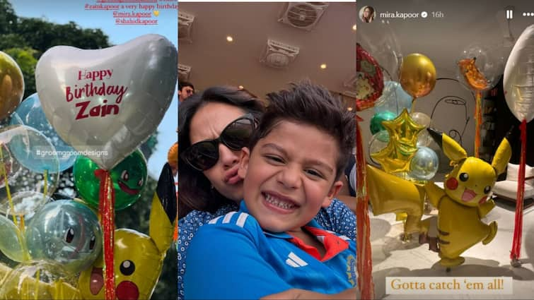 Shahid Kapoor Mira Rajput celebrated son Zain Kapoor birthday on Pokemon theme see inside pictures शाहिद-मीरा ने पोकेमैन थीम के साथ सेलिब्रेट किया बेटे जैन का बर्थडे, सामने आईं इनसाइड तस्वीरें