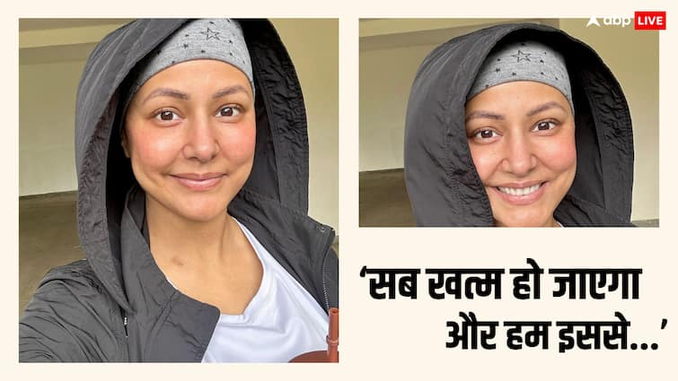 hina khan shares selfies amid breast cancer treatment captioned Everything Hurts Lekin smile nahi jaani chahiye 'दर्द है, पर स्माइल नहीं जानी चाहिए...', ब्रेस्ट कैंसर से जूझ रही हिना खान ने शेयर की सेल्फी, लिखा मोटिवेशनल नोट