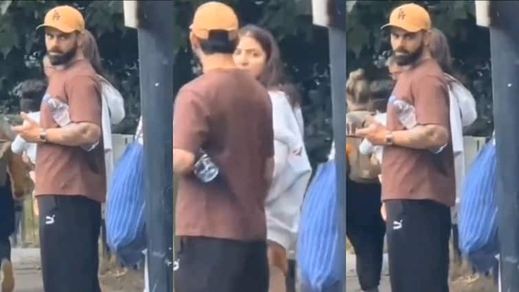 Indian cricketer Virat Kohli spotted in London like common man with wife Anushka Sharma Watch video here Watch: लंदन में फिर स्पॉट हुए विराट कोहली, अनुष्का शर्मा के साथ 'कॉमन मैन' के रूप में आए नजर