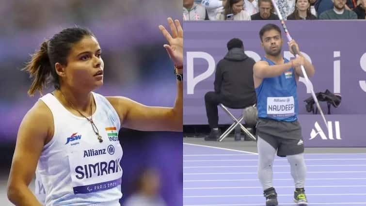 Paris Paralympics 2024 Day 10 India won silver medal in Men's javelin throw F41 and bronze in Women's 200m T12 Simran Sharma and Navdeep Paris Paralympics 2024: सिल्वर और ब्रॉन्ज मेडल पर भारत ने जमाया कब्जा, नवदीप और सिमरन शर्मा ने किया कमाल