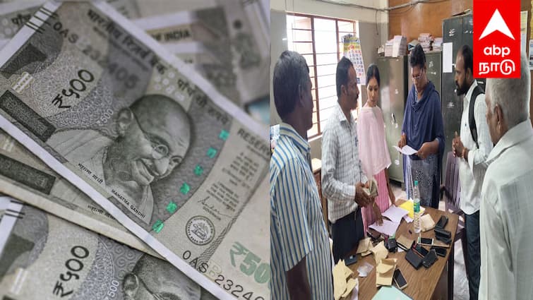 Villupuram news Anti-corruption police seized unaccounted money during raids at Tindivanam Registrar office - TNN 2வது முறையாக மீண்டும் சோதனை... கட்டுக்கட்டாக சிக்கிய பணம்... திண்டிவனத்தில் பரபரப்பு