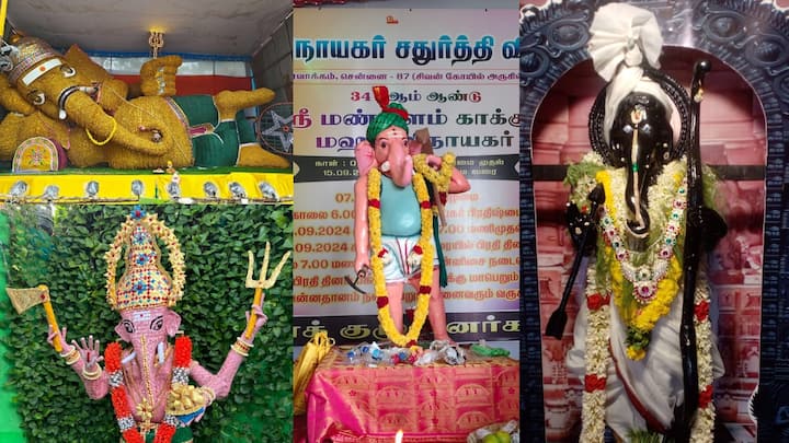 Vinayagar Chaturthi Special : தமிழ்நாட்டில் உள்ள வெவ்வேறு பகுதிகளில் வித்தியாசமான முறையில் அலங்கரிக்கப்பட்ட விநாயகர் சிலைகள் வைக்கப்பட்டுள்ளது.