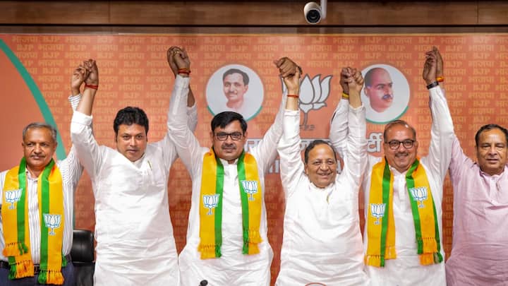 JJP leaders Sunil Sangwan, Sanjay Kablana, and Devender Singh Babli joined the BJP on Monday (September 2). (Image Source: PTI)