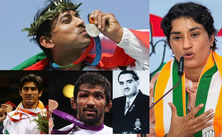 Haryana Election 2024 Vinesh Phogat Bajrang Punia will contesting Election 2024 5 Olympians contested elections Rajyavardhan Singh Rathore कांग्रेस से हरियाणा विधानसभा चुनाव लड़ेंगी विनेश फोगाट, ये पांच ओलंपियन भी आजमा चुके हैं इलेक्शन में हाथ