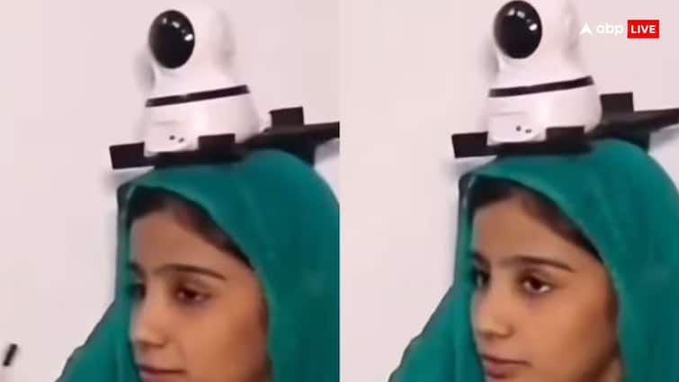 Pakistan Social Media Viral Father put cctv camera on her daughter Head for Security Purpose ये तो हद है! पिता ने 'बेटी' की सुरक्षा के खातिर सिर पर लगवा दिया CCTV कैमरा, VIDEO हुआ वायरल