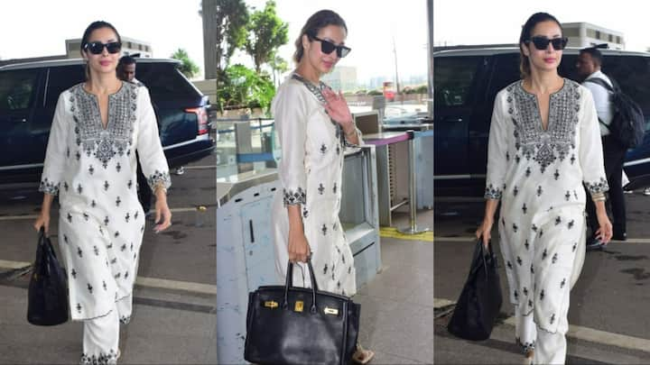 Malaika Arora Suit Look: बॉलीवुड की पॉपुलर एक्ट्रेस मलाइका अरोड़ा की कुछ तस्वीरें इस वक्त सोशल मीडिया पर खूब वायरल हो रही हैं. जिसमें एक्ट्रेस ट्रेडिशनल लुक में दिखी.