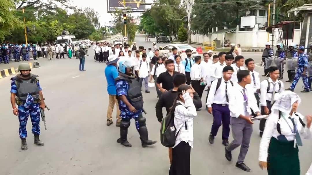 Manipur Violence: Students Protest Against Drone & Missile Attacks, Ask CM Biren To Sack Top Cop Manipur students stage protests over drone missile attacks N Biren Singh Governor L Acharya Manipur Violence: Students Protest Against Drone & Missile Attacks, Ask CM Biren To Sack Top Cop