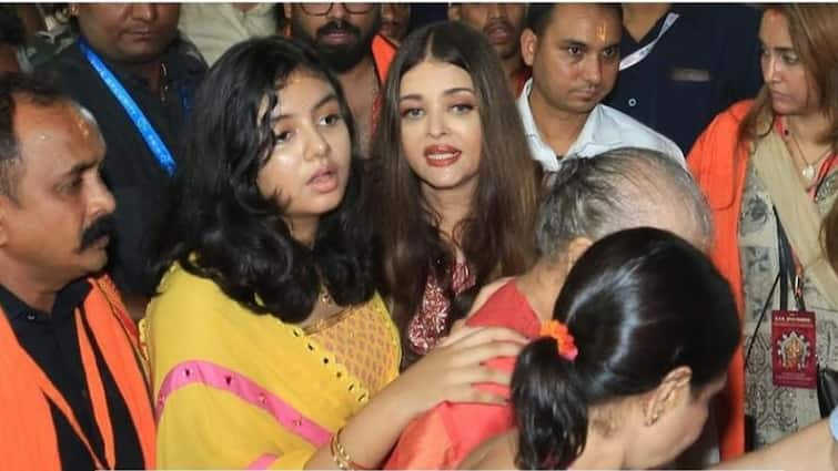 Aishwarya Rai Visits GSB Ganesh Pandal In Mumbai With Daughter Aaradhya And Mother Brindya Abhishek Bachchan Missing See Video Aishwarya Rai Visits GSB Ganesh Pandal In Mumbai With Daughter Aaradhya And Mother Brindya, WATCH