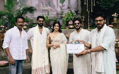 Bhagyashri Borse with Dulquer Salmaan: దుల్క‌ర్ స‌ల్మాన్‌తో మిస్టర్ బచ్చన్ బ్యూటీ.. పూజా కార్యక్రమంలో భాగ్యశ్రీ బోర్సే!