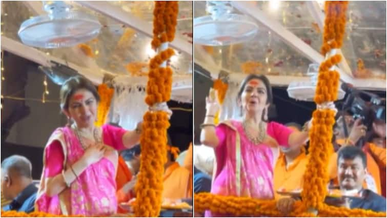 Redditors React Nita Ambani Throws Prasad During Ganpati Visarjan Viral Video Nita Ambani's Video Of Distributing Prasad During Ganpati Visarjan Goes Viral, Watch