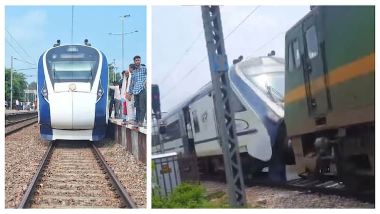 Varanasi-bound Vande Bharat faces technical glitch towed by train engine know full details Watch Video: வந்தே பாரத்துக்கு வந்த சோதனை! நடுவழியில் நின்றதால் இழுத்துச் சென்ற சரக்கு ரயில்.. பாருங்க