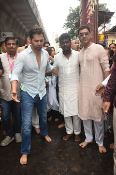 Varun, Atlee Seek Blessings At Lalbaughcha Raja. See Pics