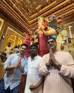 Varun, Atlee Seek Blessings At Lalbaughcha Raja. See Pics