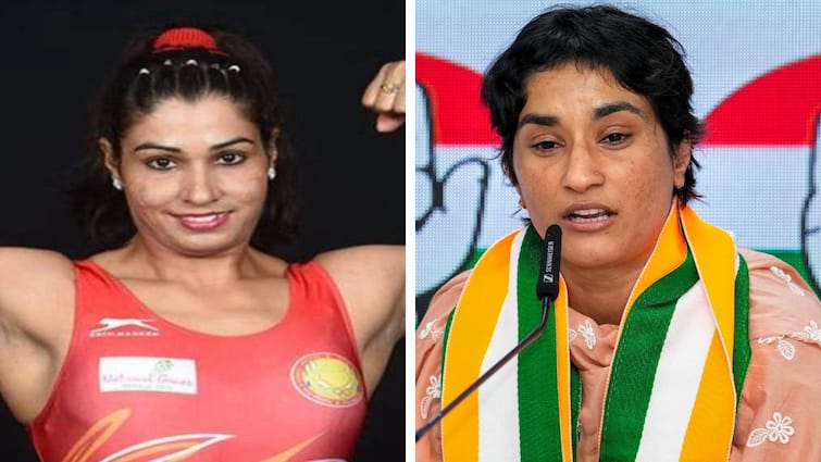 Vinesh Phogat Vs Kavita Devi In Haryana Polls 2024 Vidhan Sabha Olympian vs WWE Wrestler Dangal India Allies Face Off Julana Vinesh Phogat Vs Kavita Dalal: Olympian Takes On WWE Wrestler In Haryana Poll Dangal As INDIA Allies Face Off