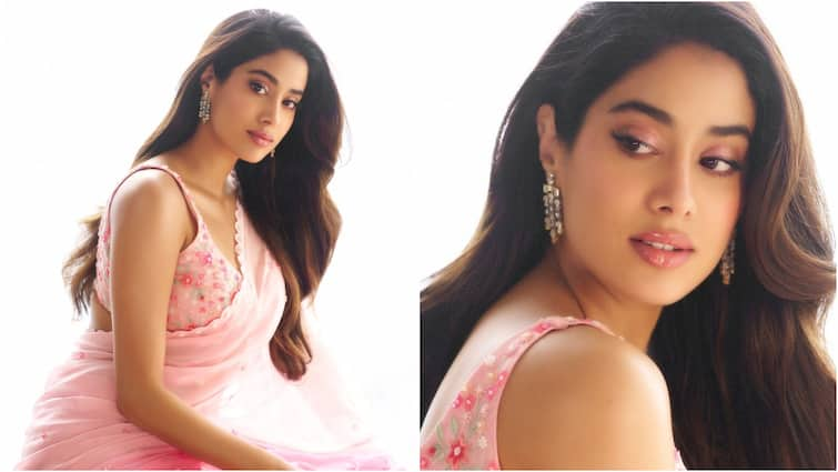 Janhvi Kapoor wears Nachiket Barve saree worth Rs 124850 and AMARIS Jewels earrings worth Rs 1310000 Janhvi Kapoor: జాన్వీ కపూర్ కట్టిన చీర రేటు ఎంతో తెలుసా? ఇయర్ రింగ్స్ 13 లక్షలు ఏంటి బాసూ!