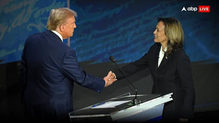 US Presidential Debate Donald Trump clenched his fist before going to the presidential debate Kamala Harris arrived with two guests Harris vs Trump: प्रेसिडेंशियल डिबेट में जाने से पहले ट्रंप ने बांधी मुट्ठी, कमला हैरिस किसके साथ पहुंची जिससे भड़क सकते हैं पूर्व राष्ट्रपति