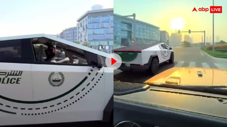 AI police in Dubai challaned car driver for not wearing seat belt video goes viral दुबई में रोबोटिक AI पुलिस से नहीं बच सकते हैं आप, अरेबिक और अंग्रेजी में करते हैं बात- देखें ये वीडियो