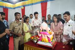Ranbir Kapoor Ganpati Visarjan: અભિનેતા રણબીર કપૂરે આલિયા વગર કર્યું ગણપતિ વિસર્જન, જુઓ તસવીરો