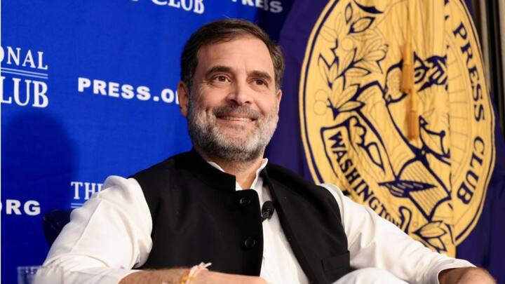 When Rahul was asked about the idea of 'love' in reference to his 'Mohabbat Ki Dukaan' slogan, the Congress leader said he disagrees with Prime Minister Modi's point of view but doesn't hate him or consider him as his enemy. Rahul said he empathises with PM Modi in many moments. (Image credit: X@INCIndia))