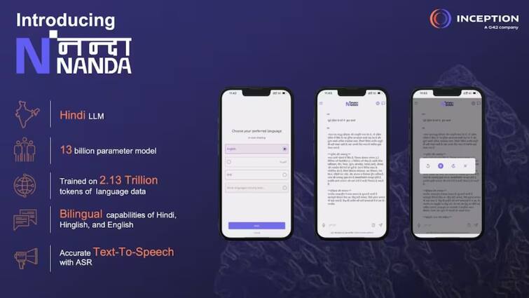 UAE की कंपनी देगी ChatGPT को टक्कर, पेश किया ‘नंदा LLM AI’, जानें क्या होगा खास? uae based g42 unveiled nanda llm ai to give hinglish hindi and english language support check details UAE की कंपनी देगी ChatGPT को टक्कर, पेश किया ‘नंदा LLM AI’, जानें क्या होगा खास?