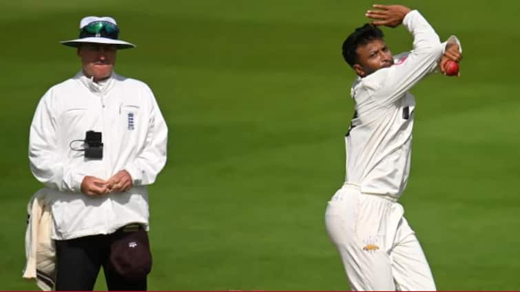 shakib al hasan takes fifer england county championship surrey vs somerset completes 350 first class wickets amid murder case in bangladesh अपने देश में चल रहा मर्डर केस, वहां इंग्लैंड में धड़ाधड़ विकेट चटका रहा ये क्रिकेटर