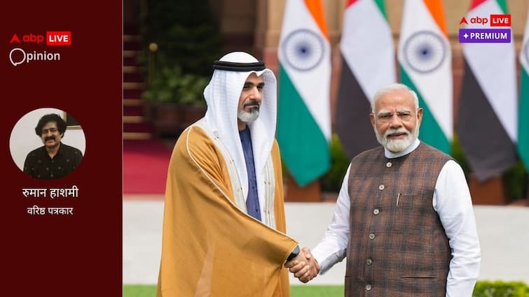 Abu Dhabi Crown Prince  Sheikh Khaled bin Mohamed bin Zayed Al Nahyan Delhi visti important but why abpp तीसरा बड़ा ट्रेड पार्टनर, अगले 5 साल में 100 बिलियन व्यापार का लक्ष्य, दुबई क्राउन प्रिंस के भारत दौरे से मिलेगा ट्रेड को बूस्टर