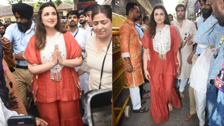 Parineeti Chopra Latest Pics:बॉलीवुड एक्ट्रेस परिणीति चोपड़ा हाल ही में विदेश से इंडिया वापस लौटी हैं. वहीं आज उन्हें लालबागचा राजा के दर्शन करते हुए स्पॉट किया गया. नीचे देखिए तस्वीरें....