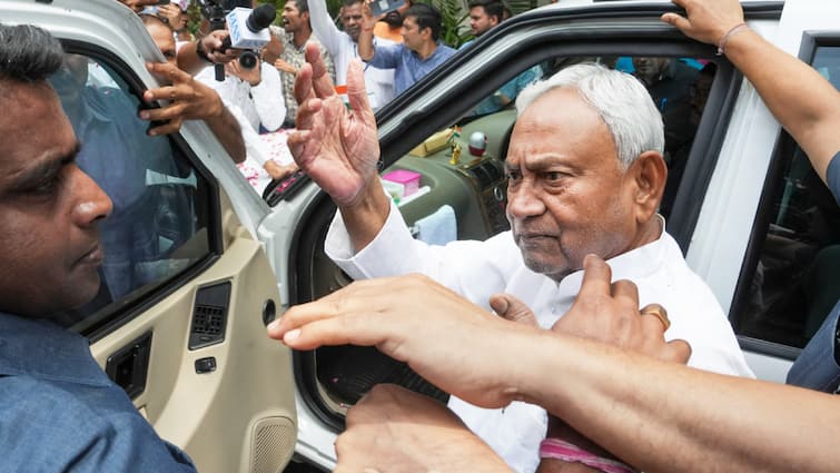 CM Nitish Kumar Places Fish In Tank At Occasion, Crowd Loots Them As Quickly As He Leaves