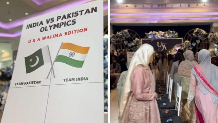 Pakistani Bride Indian Groom PAK vs IND Olympics Video Goes Viral Watch Video India vs Pakistan Trending Wedding Olympics 'Wedding Olympics': Team Groom & Team Bride Play India Vs Pakistan Games. Watch This Video To Know Who Won