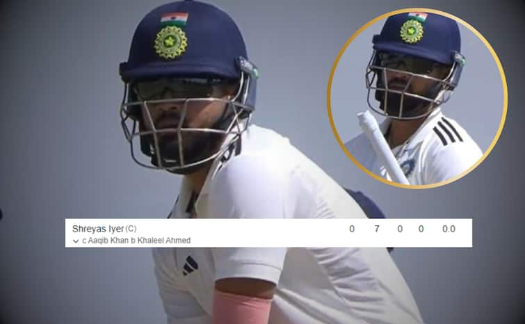 Duleep Trophy 2024 Shreyas Iyer Wearing sunglasses Duck in 7 ball India A vs India D Duleep Trophy: सनग्लासेस पहनकर स्टाइल मार रहे थे अय्यर, जीरो पर हुए आउट, सोशल मीडिया पर फैंस ने लिए मजे