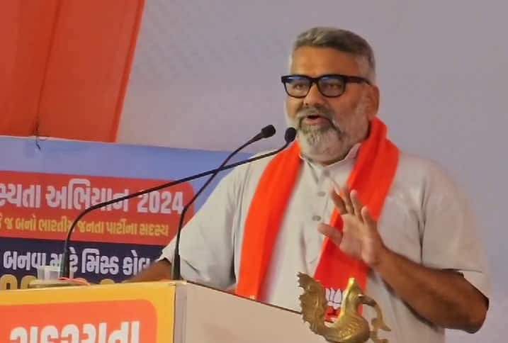 Bjp mandvi mla threatens karyakarta removal of party sign bhuj kutch 