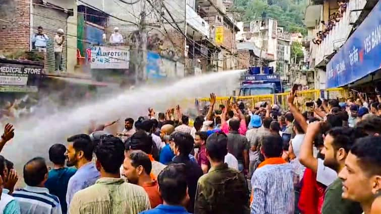 After Shimla Protests Erupt In Mandi Over Mosque On Encroached Land Police Use Water Canons After Shimla, Protests Erupt In Mandi Over Mosque On Encroached Land, Police Use Water Canons