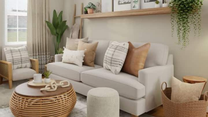 3. Neutral colors for balance and sophistication: Beige, grey and white tones provide a neutral atmosphere that conveys a sense of balance and sophistication. They are versatile and can be used in many places for a calm and uninterrupted experience (Image source: Pinterest/spacejoyapp)