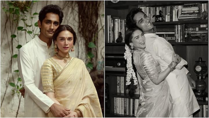 Aditi Rao Hydari and Siddharth tie the knot in a traditional South Indian ceremony on Monday.