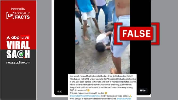 Video Falsely Shared As Muslim Youth Stabbing Hindu Girl In Kolkata Fact Check: Video Falsely Shared As Muslim Youth Stabbing Hindu Girl In Kolkata