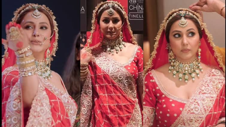 Hina Khan Wedding look recreate ramp walk Entertainment News Bollywood Hina Khan: 'নিজেকে কেবল বলে গিয়েছি.. থেমে যেও না'.. বধূবেশে ব়্যাম্পে হাঁটা সহজ ছিল না হিনা খানের জন্য