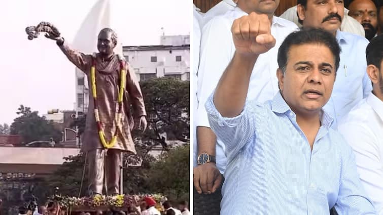 KTR Reacts over Revanth Reddy unveling Rajiv Gandhi statue before Telangana Secretariat KTR: రాజీవ్ గాంధీ విగ్రహం గాంధీ భవన్‌కు తరలించి తీరుతాం - కేటీఆర్