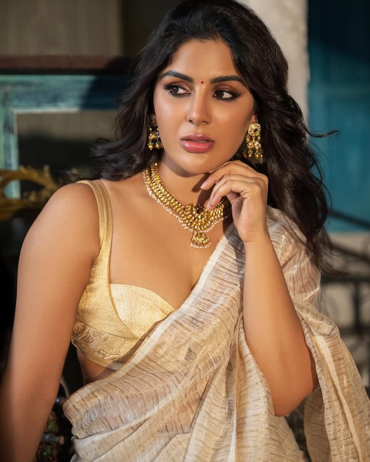గోల్డెన్, షైనీ మేకప్​ లుక్​లో సంయుక్త చాలా అందంగా కనిపించింది. కళ్లకు కాటుక పెట్టుకుని, పెదాలకు రెడ్ లిప్​ స్టిక్​ వేసుకుని సంయుక్త అందంగా రెడీ అయింది. ఈ ఫోటోలకు ఆమె అభిమానులు కూడా బ్యూటీఫుల్​గా ఉన్నావంటూ కామెంట్లు పెడుతున్నారు.(Images Source : Instagram/Samyuktha)