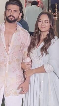 सीएम शिंदे के गणपति पूजा में शामिल हुए Sonakshi- Zaheer | ABP NEWS SHORTS