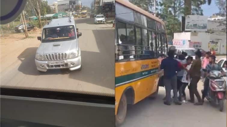 Bengaluru Road Rage Again School Bus Driver Assaulted from Treamis School In Electronic City Phase 1 WATCH: WATCH: Road Rage In Bengaluru Again, School Bus Driver Assaulted