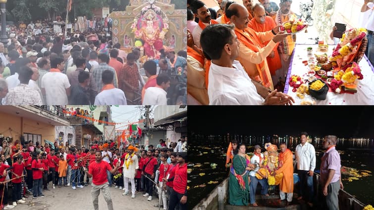 Ganesh Visarjan 2024 Saints reached in Kota to see Shobha Yatra ANN Ganesh Visarjan: कोटा में गणपति बप्पा की धूमधाम से हुई विदाई, शोभा यात्रा को देखने देशभर से पहुंचे संत