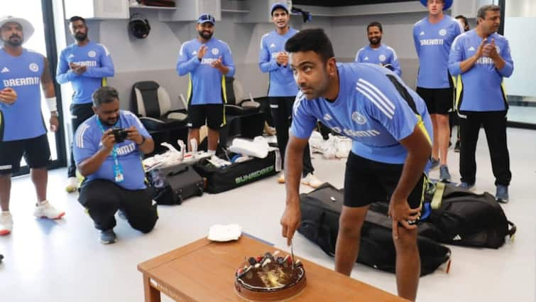 IND vs BAN Chennai Ravichandran Ashwin Celebrates Birthday With Team India In Dressing Room Ravichandran Ashwin Celebrates 38th Birthday With Team India In Dressing Room Ahead Of IND vs BAN 1st Test